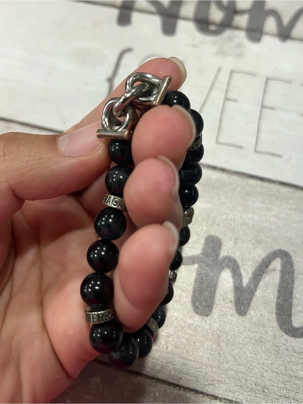 Ferragamo Double Gancini Beaded Stretch Bracelet